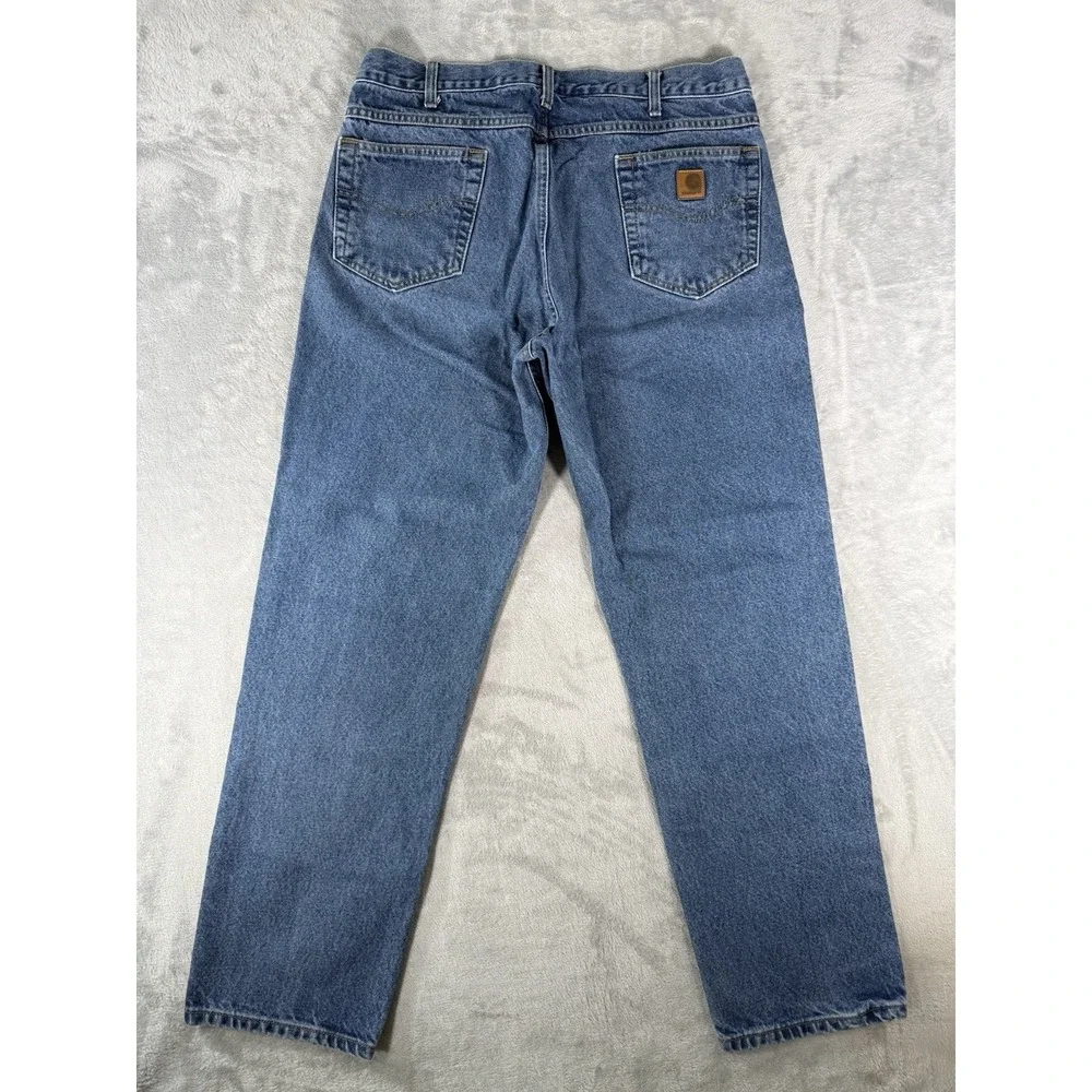 Carhartt Jeans Mens 38x32 Blue Denim Relaxed Fit Straight Leg B17 Vintage